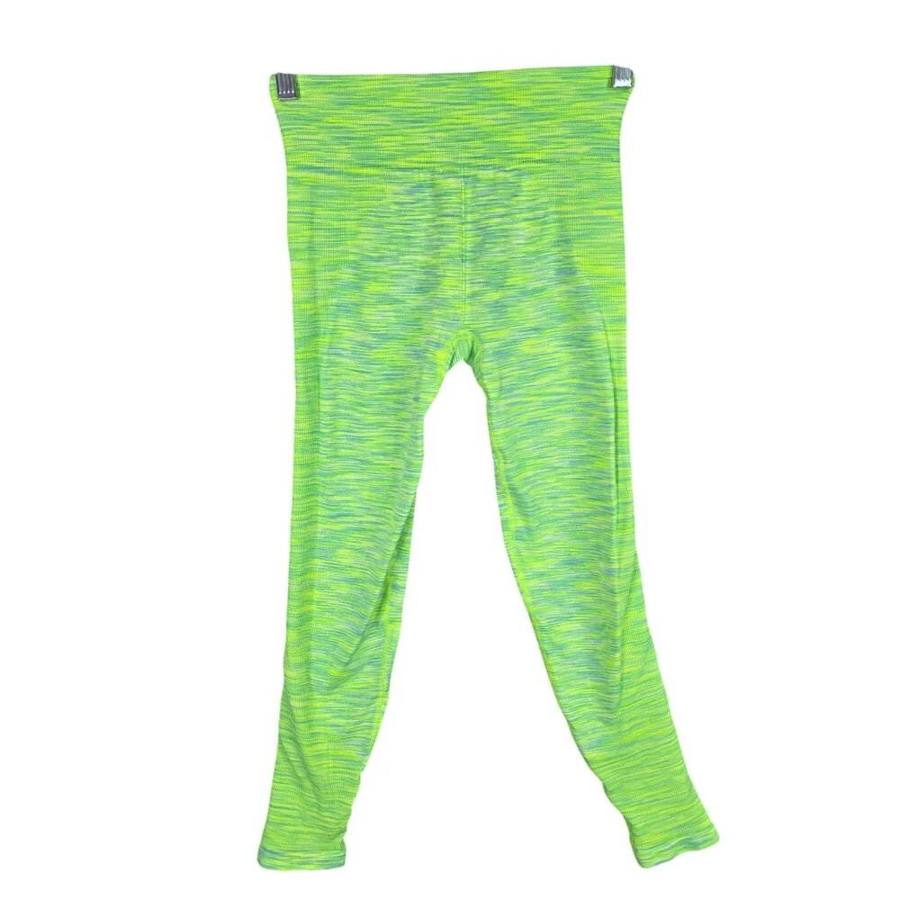 Womens Neon Green Space Dye Athletic Compression Leggings Performance Size S